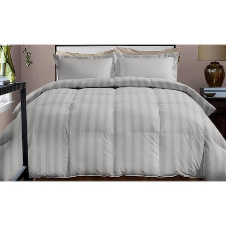 Club Le Med 800 TC Stripe Down Alternative Comforter, Platinum, Twin 123628